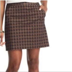 LOFT Petite Brown Geometric Floral Skirt Size 6P With Pockets Petite Skirt